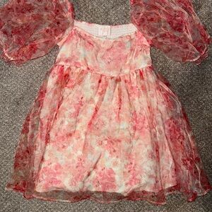 Floral Puffy-Sleeved Dress